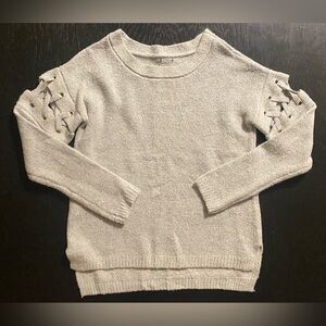 Women's Lace-Up Sleeve Sweater - Gray